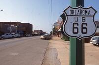 Argo, Jim, photographer. "Route 66." Photograph. 2005. From The Gateway to Oklahoma History. https://gateway.okhistory.org/ark:/67531/metadc1676005/m1/1/?q=route%2066%20architecture (accessed November 30, 2023).