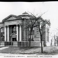 "Carnegie Library in Shawnee, Oklahoma." Photograph. n.d. From The Gateway to Oklahoma History. https://gateway.okhistory.org/ark:/67531/metadc961436/m1/1/?q=shawnee%20carnegie%20library (accessed September 19, 2023).