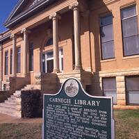 Argo, Jim, photographer. "Carnegie Library." Photograph. 1983. From The Gateway to Oklahoma History. https://gateway.okhistory.org/ark:/67531/metadc1663824/m1/1/?q=carnegie%20library (accessed September 19, 2023).