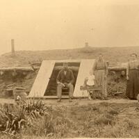 "Dugout Home, 1892." Photograph. 1892. From The Gateway to Oklahoma History. https://gateway.okhistory.org/ark:/67531/metadc2100212/m1/1/?q=dugout. (accessed February 13, 2024).